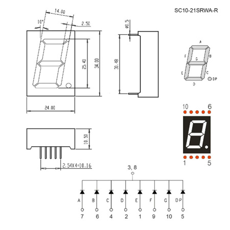 Цифровой индикатор RUICHI SC10-21SRWA-R, красный