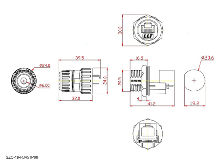 Разъём герметичный SZC-19-RJ45 ip68