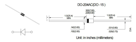 SR2200 AM диод Шоттки, 200 В, 2 А, DO-15