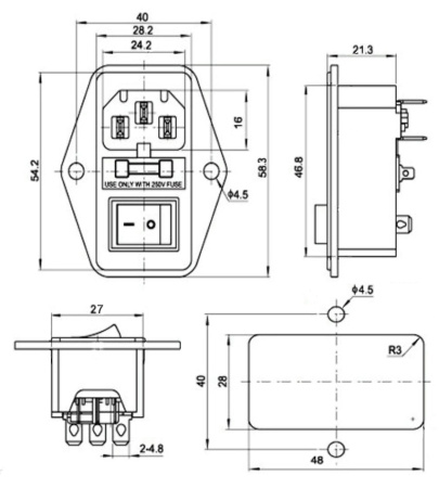Разъём питания RUICHI AC-014, с выключателем