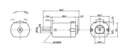 Коллекторный электродвигатель постоянного тока RUICHI F130-2190, 3.0 В, 0.82 Вт