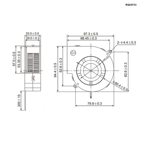 Вентилятор-улитка DC RUICHI RQU9733MS, 24 В