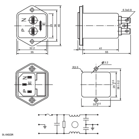 Сетевой фильтр RUICHI DL-3DZ2R1, 3 А