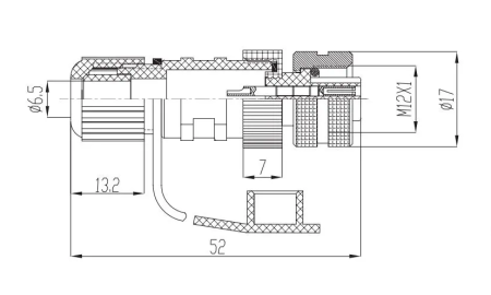 Водонепроницаемый цилиндрический разъем RUICHI M12S-3A, 3 контакта, M12x1