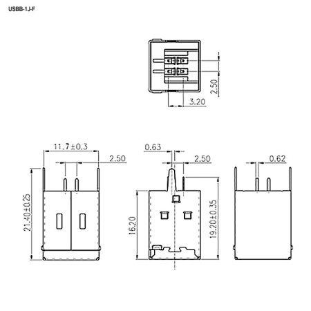 Разъём USB SZC USBB-1J-F (SZC), 1,5 А