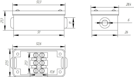 Коробка распределительная BOX-2 IP44 2pin CA8 6A/450V