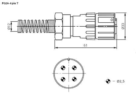 Разъём быстроразъёмный RUICHI FQ24-4pin TJ-12, 4-х контактный
