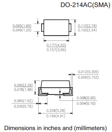 SS12 MIC диод Шоттки; 20 В; 1 А; DO-214AC (SMA)