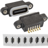 Разъём USBA-6F TYPE-C IPX8-001, 6 контактов, 1.5 А, 30 В, корпус пластиковый черный с проушинами под винты