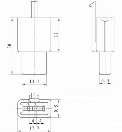 Разъём авт. соединитель RUICHI DJ7031A-2.8-11, 12/ 24 (DC) В