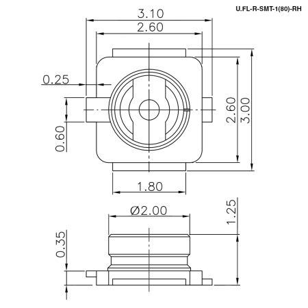 Разъем высокочастотный RUICHI U.FL-R-SMT-1(80)-RH