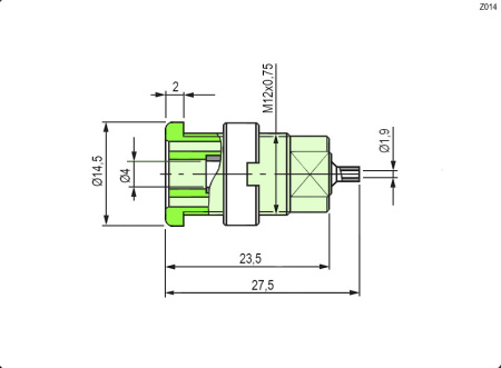 Гнездо RUICHI Z014 4 мм panel jack зелёный, на панель под пайку