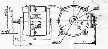 Электродвигатель РД-09Т~127В 170 об./мин. ред.1/6.25