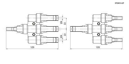 Коннектор для солнечных батарей RUICHI DF-2601A-3P (MC4Y AB), универсальный