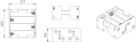 Батарейный отсек RUICHI BH383 AA 4x1+4x1 (BH608), открытый