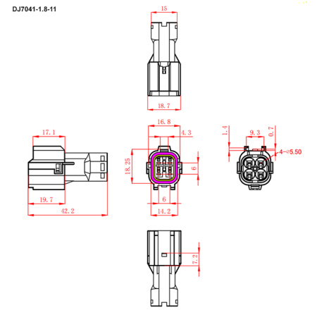 Разъём авт. соединитель RUICHI DJ7041-1.8-11 (18AWG 200 мм), 12/ 24 (DC) В
