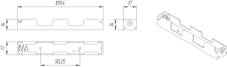 Батарейный отсек RUICHI BH325-1 AA 1x2, открытый