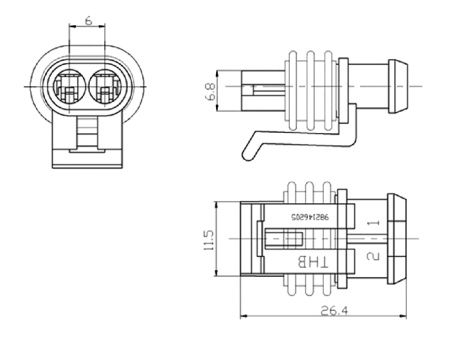Разъём авт. соединитель RUICHI DJ7021-1.5-21 (18AWG 200 мм), 12/ 24 (DC) В