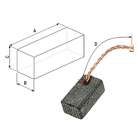 Графитовая щетка для электродвигателя RUICHI 5x10x14 мм