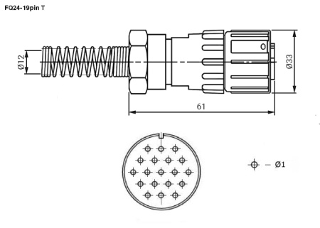 Разъём быстроразъёмный RUICHI FQ24-19pin TK-12, 19-ти контактный