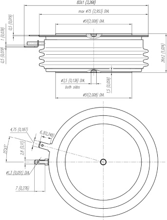 Т253-800-16 RUICHI Тиристор, 800 А, 1600 В, корпус PT53