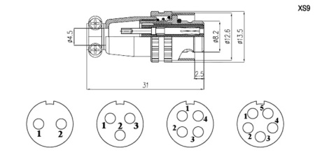 Разъём быстроразъёмный RUICHI XS9-3(Zn) cable jack, 3-х контактый