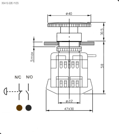Кнопочный переключатель RUICHI 3SA12-22E-11ZS