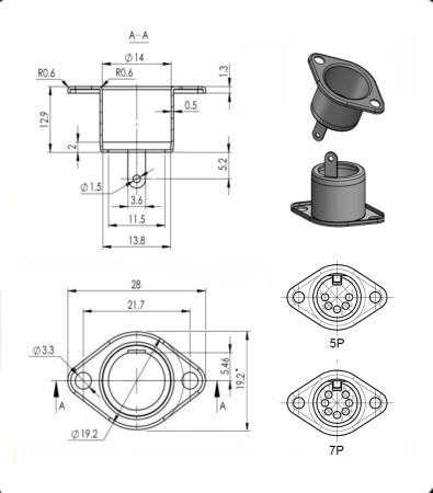 Разъём DIN RUICHI 7-0253 5p, 1А