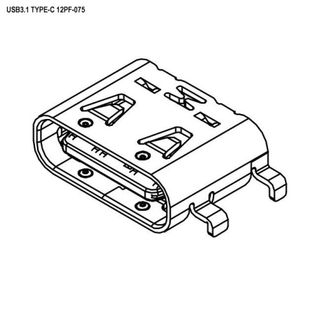 Разъём USB RUICHI USB3.1 TYPE-C 12PF-075