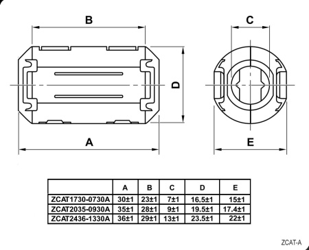 Фильтр ферритовый на провод RUICHI ZCAT1730-0730A, серый, в корпусе