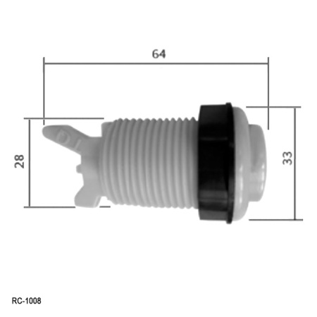 Кнопка GMSI RUICHI RC-1008-64-W, 28 мм, 12 А, 20 мОм, круглая, цвет белый, с резьбой и черным прижимным кольцом