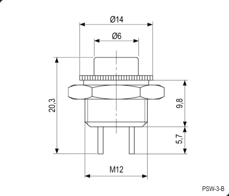 Кнопочный переключатель RUICHI PSW-3-R, 220 В, 0.3 А, 6 мм