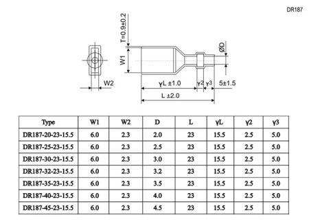 Изолятор плоской клеммы концевой RUICHI DR187-32-23-15.5, диаметр проводника 3.2 мм