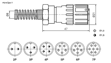Разъём быстроразъёмный RUICHI FQ14-6pin TJ-8, 6-ти контактный