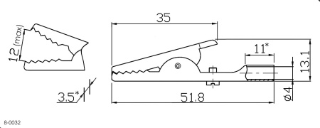 Зажим-крокодил RUICHI 8-0032 без изолятора, 12 мм, 10 А, металлический