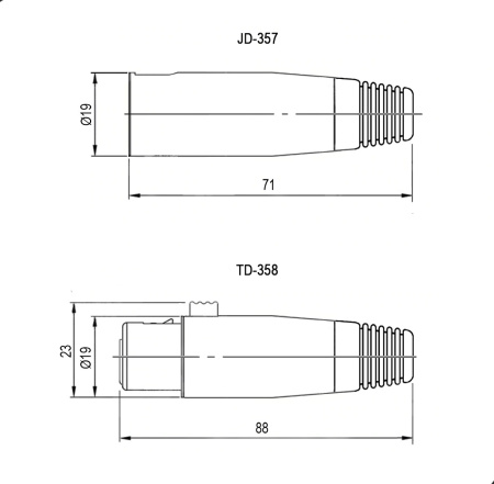 Разъём микрофонный XLR RUICHI JD-357/AUD-71, вилка 3-х полюсное