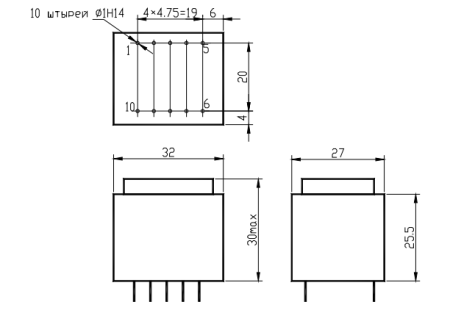 Трансформатор 50гц RUICHI ТПК-2 (ТПГ-2) 2x24V (аналог), герметизированный