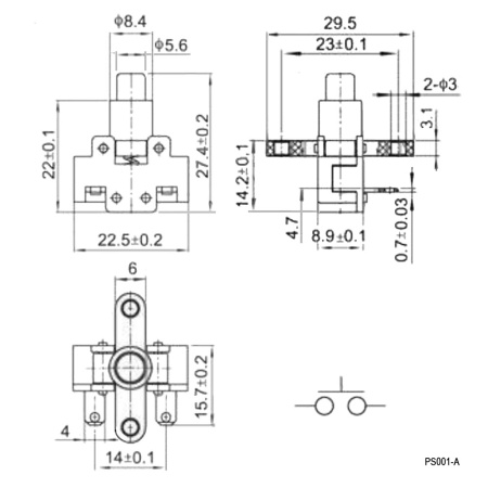 Кнопочный переключатель RUICHI PS001-A
