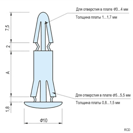 Стойка монтажная для печатной платы RUICHI RCD-5, 2 уровня фиксации