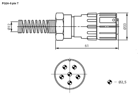 Разъём быстроразъёмный RUICHI FQ24-6pin TJ-12, 6-ти контактный