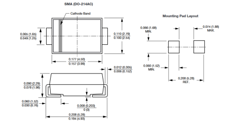 SMAJ10A Vishay TVS диод (супрессор) 10 В, 400 Вт, DO-214AC (SMA)