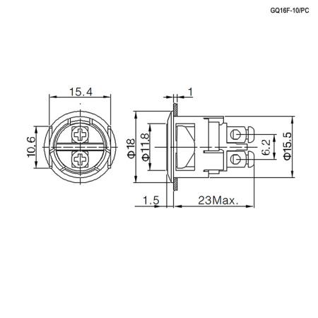 Кнопка антивандальная RUICHI GQ16F-10/PC, OFF-(ON), рабочая температура -25…+55 °C, корпус PBT+PC UV