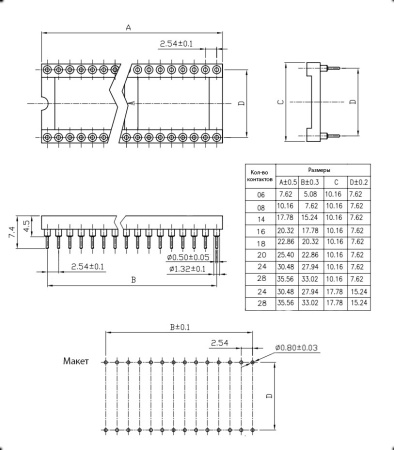 Панелька для микросхем RUICHI SCSM-06 TRS-06