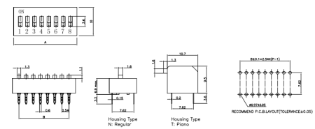 DIP переключатель RUICHI DP-07, серия SWD 3-7