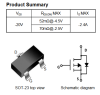FDN304P SLKOR полевой транзистор (MOSFET), P-канал, -20 В, -2.4 А, 52 мОм, SOT-23