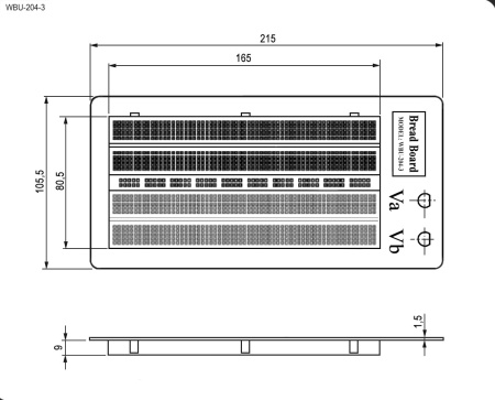 Макетная плата беспаечная RUICHI WBU-204-3, стеклотекстолит