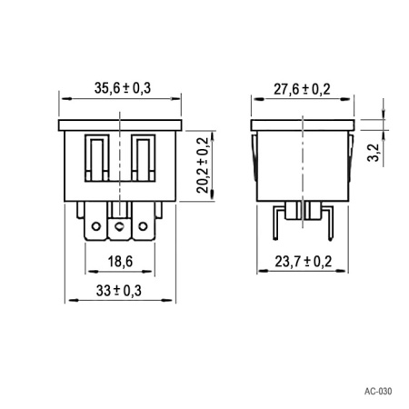 Штеккер панельный 3-х полюсный серии AC-0XX RUICHI AC-030