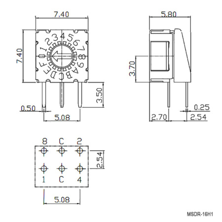 DIP-переключатель RUICHI MSDR-16H1