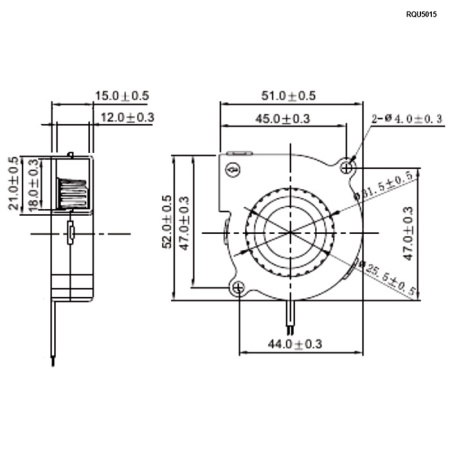 Вентилятор-улитка DC RUICHI RQU5015MS, 12 В