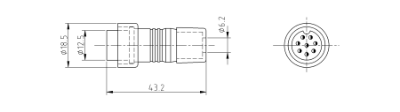 Разъём цилиндрический малогабаритный RUICHI GX16-P-8A, 8 контактов